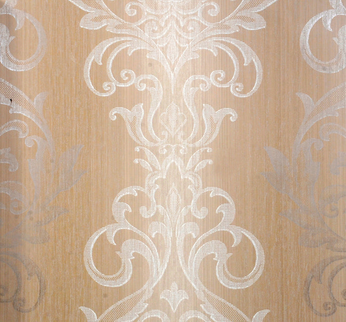 American Archive Beige Modern Damask Wallpaper 331797