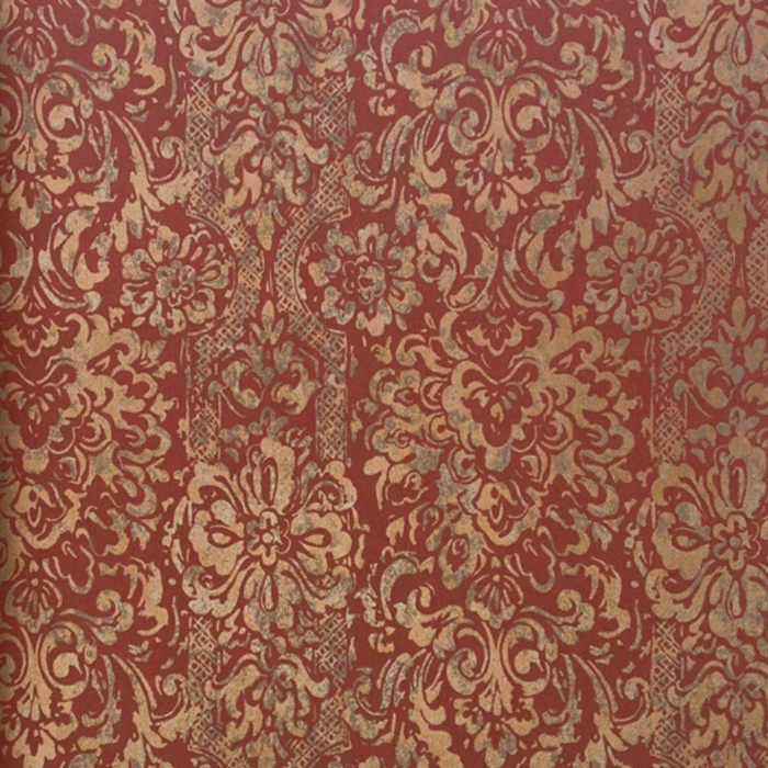 American Archive Cherry Red Trellis Moire Wallpaper 331771