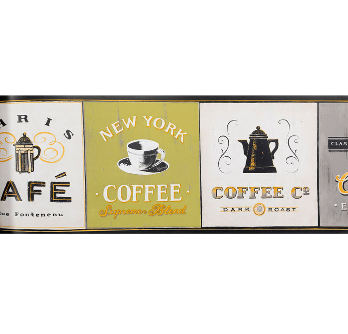 American Classic Beige Cafe Motif Wallpaper 330812