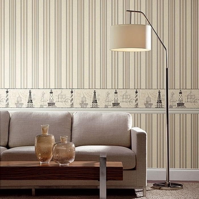 American Classic Black Brown Lighthouse Motif Wallpaper 330841