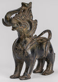 Antique Burmese Style Bronze Standing Chinthe Guardian Temple Lion - 11.5cm/5"