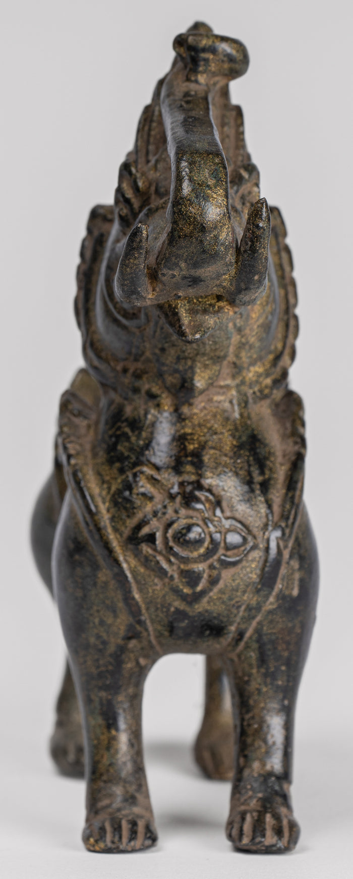 Antique Burmese Style Bronze Standing Chinthe Guardian Temple Lion - 11.5cm/5"
