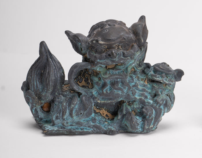 Antique Chinese Style Bronze Dragon Statue - 6cm/2" Tall (Pair)