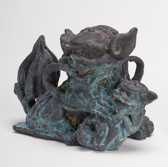 Antique Chinese Style Bronze Dragon Statue - 6cm/2" Tall (Pair)