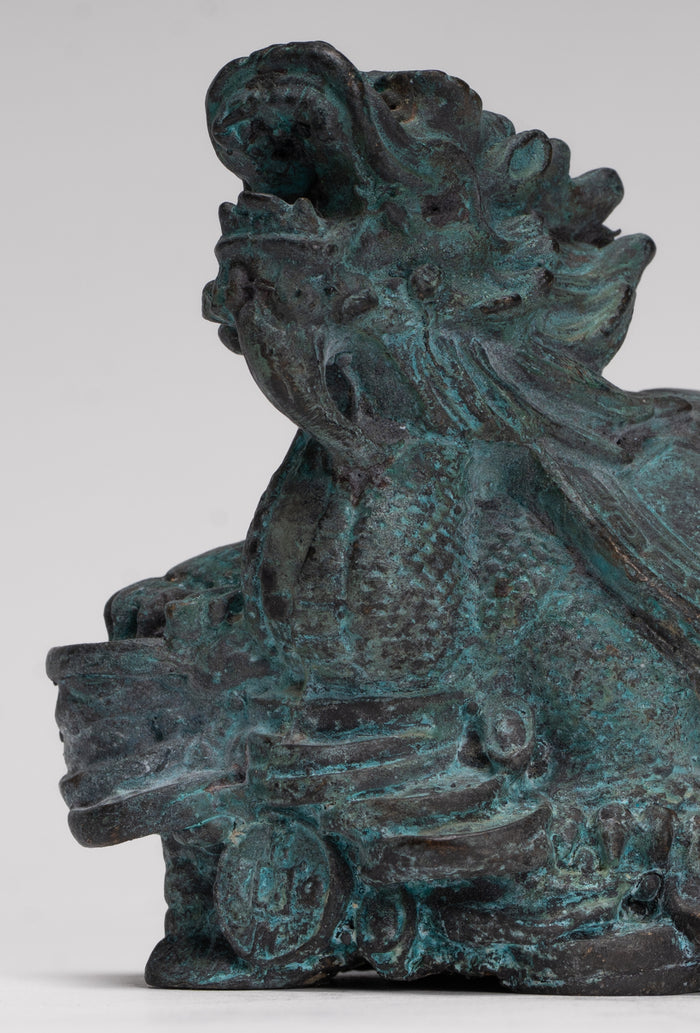 Antique Chinese Style Bronze Dragon Turtle or Tortoise Statue - 10cm/4"