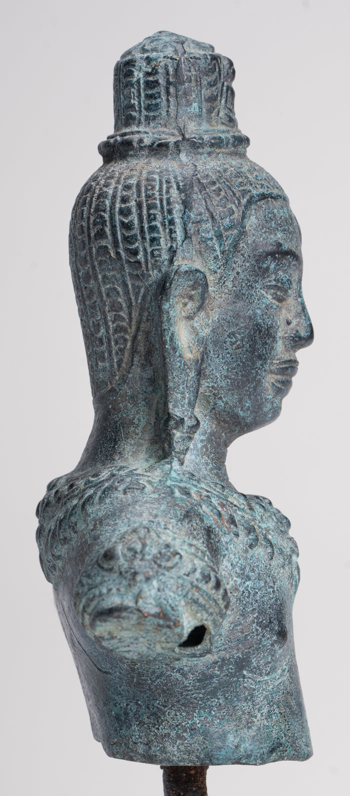 Antique Khmer Style Bronze Angkor Wat Style Lokeshvara Statue - 19cm/8"