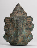 Antique Khmer Style Bronze Seated Round Elephant Statue - 10cm/4" Tall