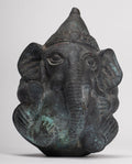 Antique Khmer Style Bronze Seated Round Elephant Statue - 14cm/6" Tall