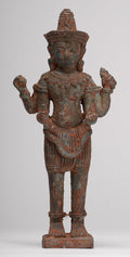 Antique Lopburi Style Thai Bronze Shiva Statue - 22cm/9"