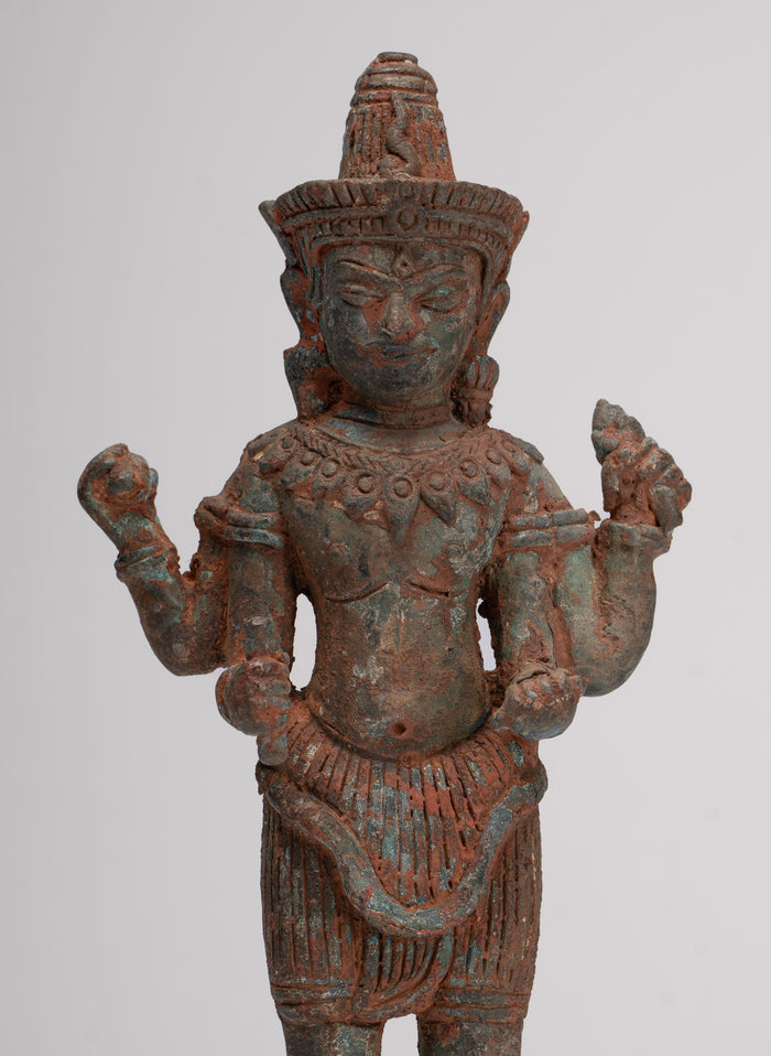 Antique Lopburi Style Thai Bronze Shiva Statue - 22cm/9"
