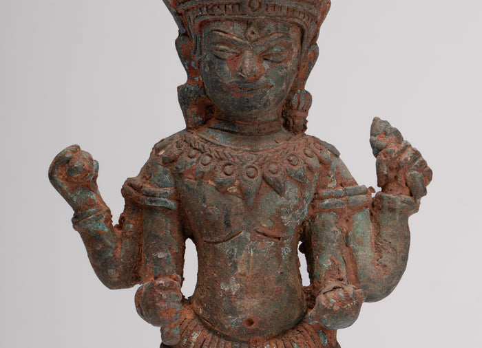 Antique Lopburi Style Thai Bronze Shiva Statue - 22cm/9"