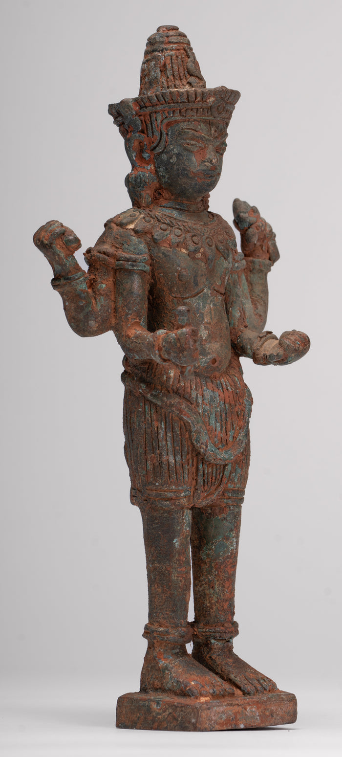 Antique Lopburi Style Thai Bronze Shiva Statue - 22cm/9"
