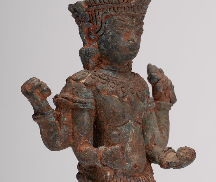 Antique Lopburi Style Thai Bronze Shiva Statue - 22cm/9"
