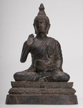 Antique Thai Style Bronze Chiang Saen Abhaya Protection Buddha Statue - 22cm/9"
