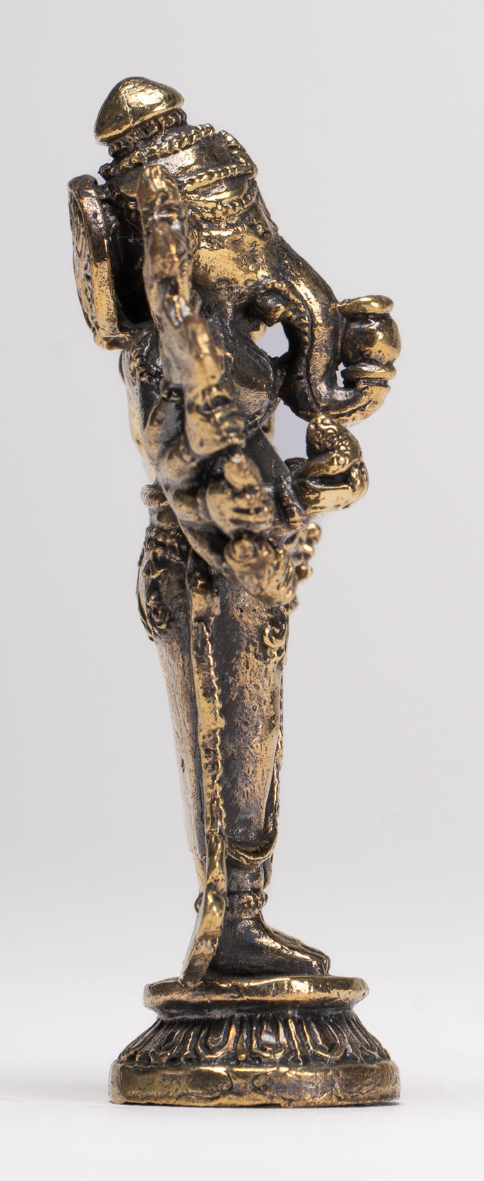 Antique Thai Style Standing Gold 8-Arm Vighna Ganapati Ganesha Statue - 7.5cm/3"