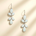 Opal blue flower-shaped drop earrings with teardrop petals