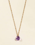 Amethyst teardrop briolette pendant on dainty gold-tone chain necklace