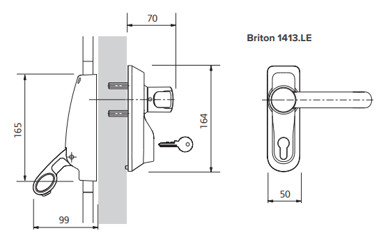 Briton Outside Access Device (Cylinder sold separately) panic hardware