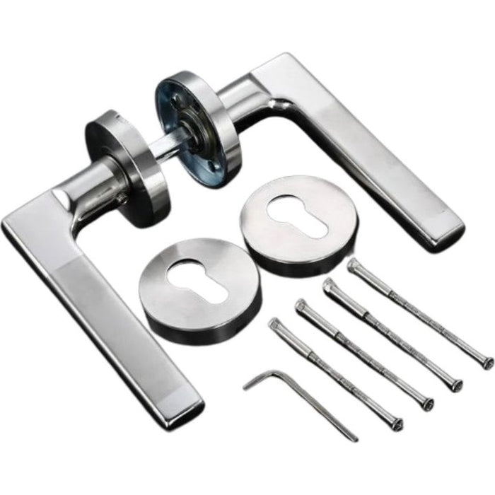Brushed Stainless Steel Lever Handle on Rose - Pello