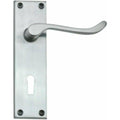 Brushed victorian lever handle on plate door handles on plate