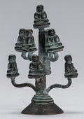 Buddha Sculpture - Antique Thai Style Bronze Happy, Fat, Laughing Buddha Budai Statues - 13cm/5"