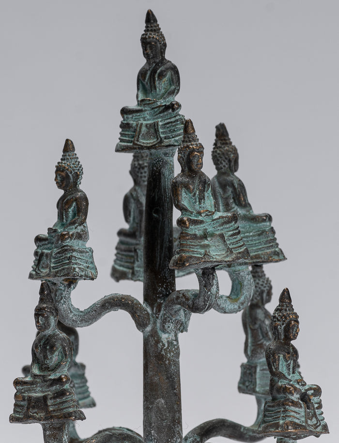 Buddha Sculpture - Antique Thai Style Bronze Seated Meditation Buddha Statues - 14cm/6"