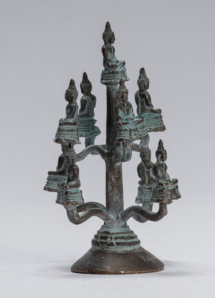 Buddha Sculpture - Antique Thai Style Bronze Seated Meditation Buddha Statues - 14cm/6"