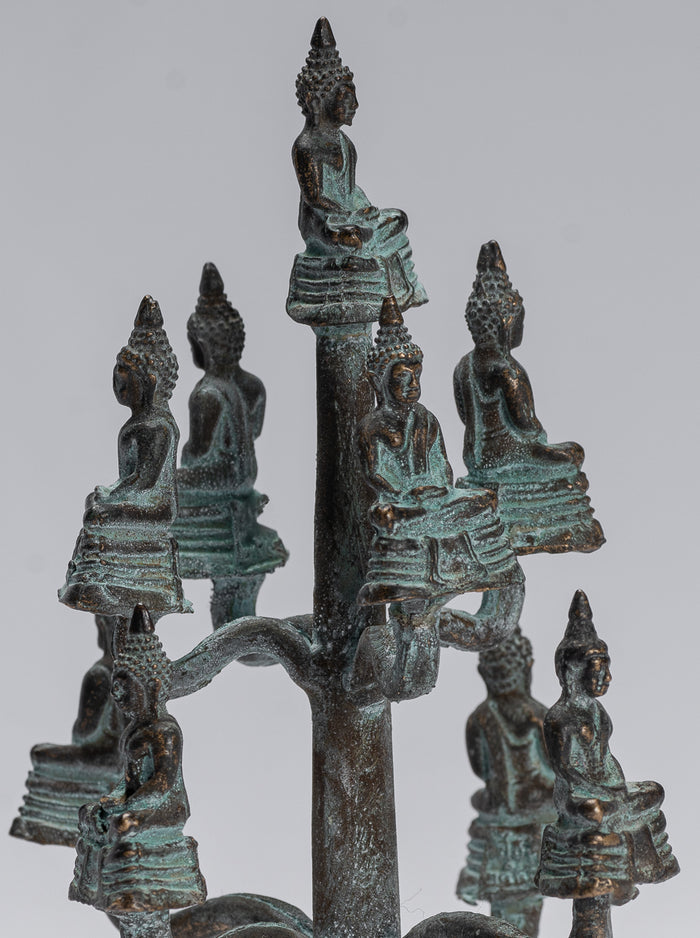 Buddha Sculpture - Antique Thai Style Bronze Seated Meditation Buddha Statues - 14cm/6"
