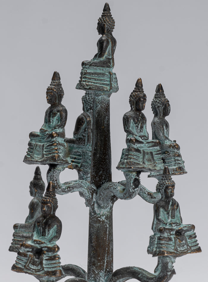 Buddha Sculpture - Antique Thai Style Bronze Seated Meditation Buddha Statues - 14cm/6"