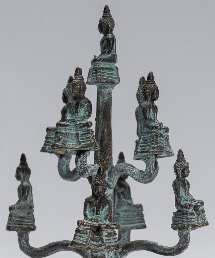 Buddha Sculpture - Antique Thai Style Bronze Seated Meditation Buddha Statues - 14cm/6"