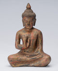 Buddha Sculpture - Buddha - Antique Khmer Style Seated Wood Buddha Statue Teaching Mudra - 21cm/8"