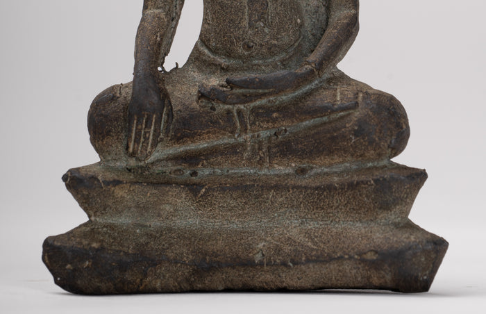 Buddha Statue - Antique Ayutthaya Style Seated Enlightenment Buddha Statue - 12.5cm/5"