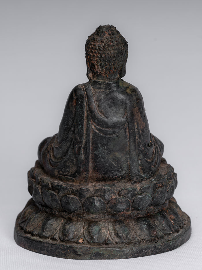 Buddha Statue - Antique Chinese Style Bronze Meditation Buddha Statue - 13cm/5"
