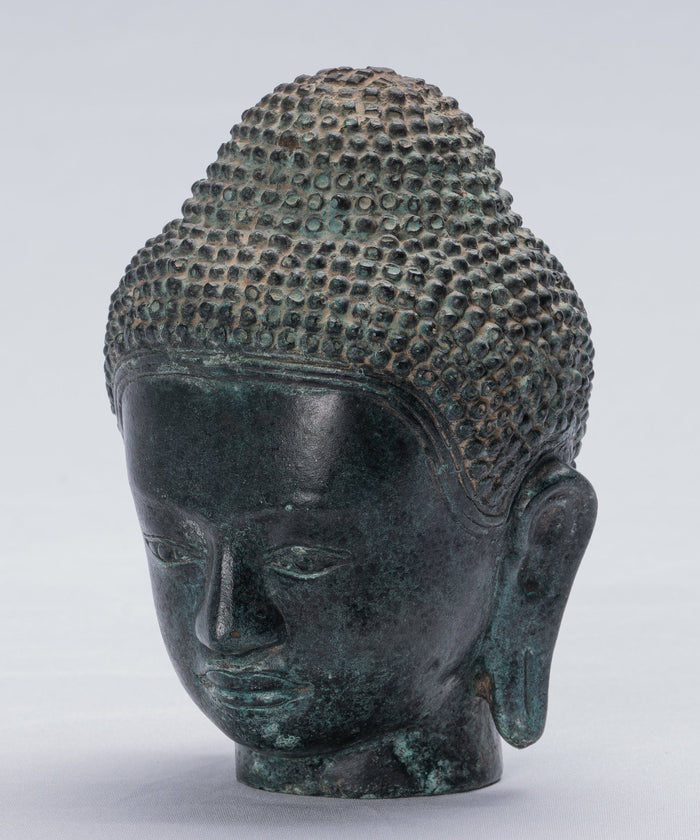 Buddha Statue - Antique Khmer Style Bronze Enlightenment Phnom Da Buddha Statue - 15cm/6"