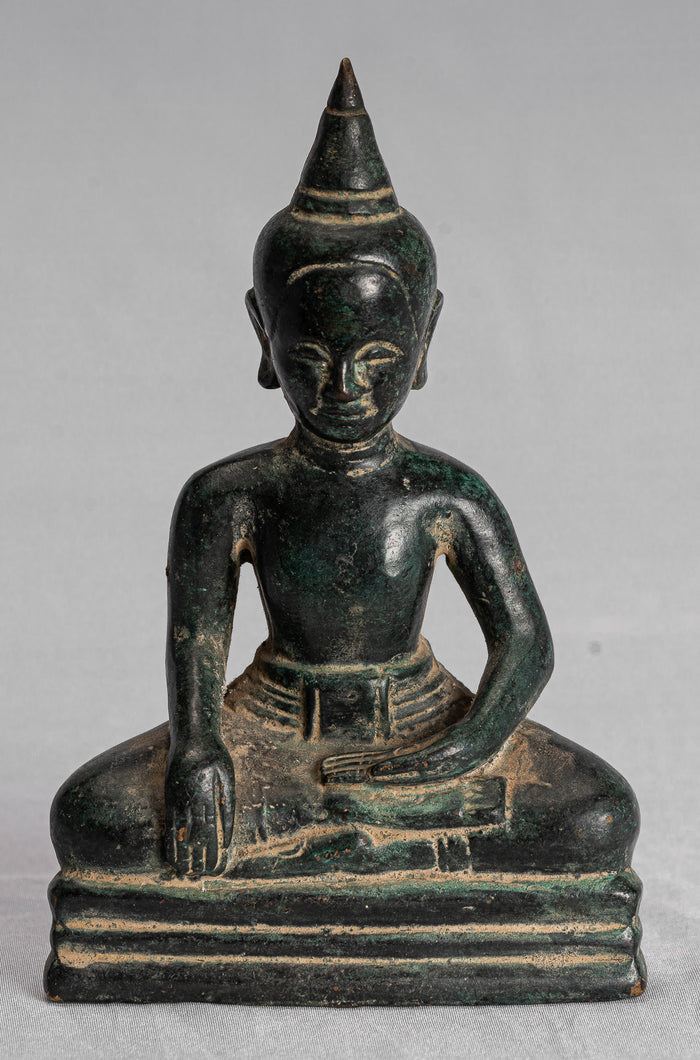 Buddha Statue - Antique Khmer Style Bronze Enlightenment Phnom Da Buddha Statue - 15cm/6"