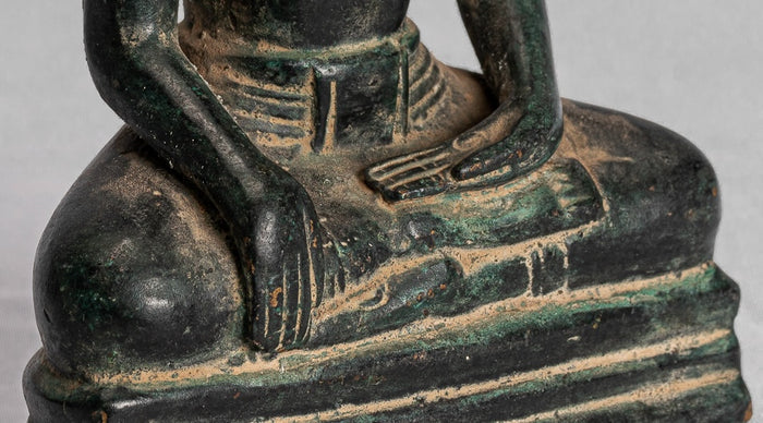 Buddha Statue - Antique Khmer Style Bronze Enlightenment Phnom Da Buddha Statue - 15cm/6"