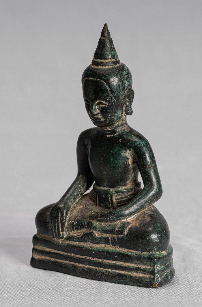 Buddha Statue - Antique Khmer Style Bronze Enlightenment Phnom Da Buddha Statue - 15cm/6"