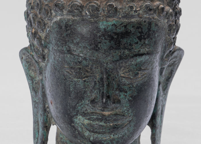 Buddha Statue - Antique Khmer Style Bronze Phnom Da Buddha Statue - 15cm/6"