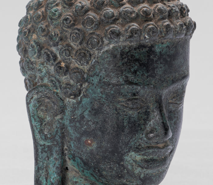 Buddha Statue - Antique Khmer Style Bronze Phnom Da Buddha Statue - 15cm/6"