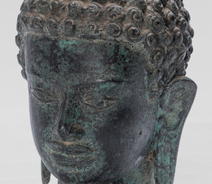 Buddha Statue - Antique Khmer Style Bronze Phnom Da Buddha Statue - 15cm/6"