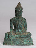 Buddha Statue - Antique Khmer Style Bronze Seated Enlightenment Angkor Buddha Statue -16cm/6"