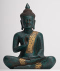 Buddha Statue - Antique Khmer Style Cambodia Seated Wood Buddha Statue Teaching Mudra - 26cm/10"