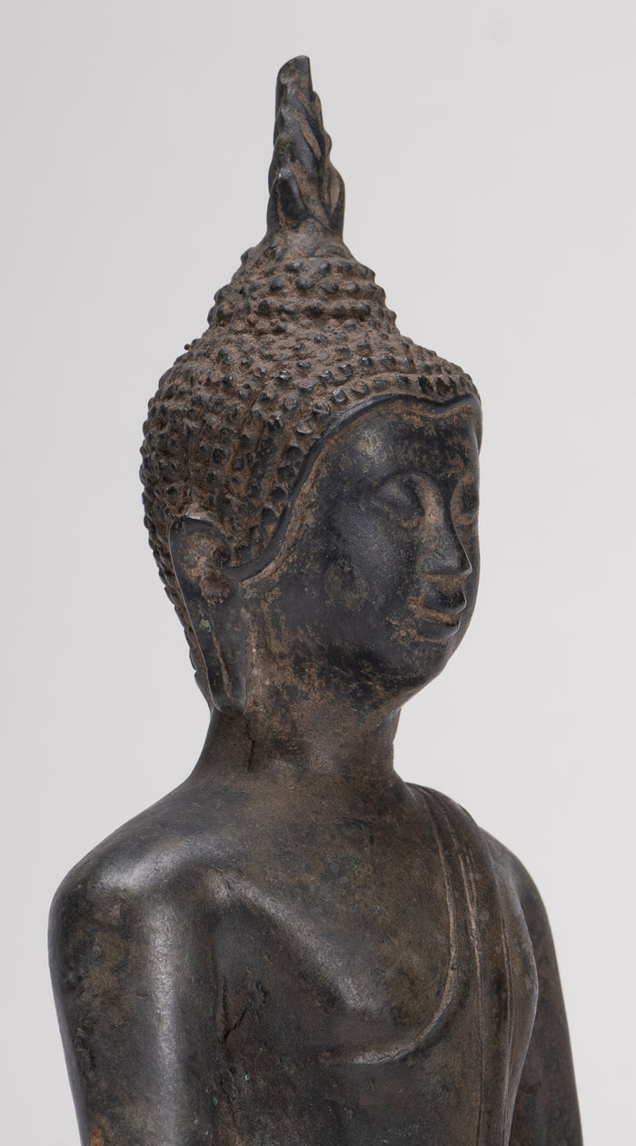 Buddha Statue - Antique Sukhothai Style Thai Enlightenment Buddha Statue - 22cm/9"