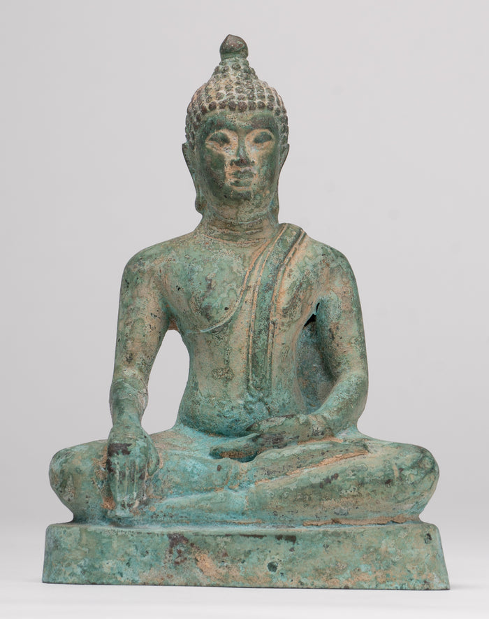 Buddha Statue - Antique Thai Style Bronze Chiang Saen Enlightenment Buddha Statue - 15.5cm/6"