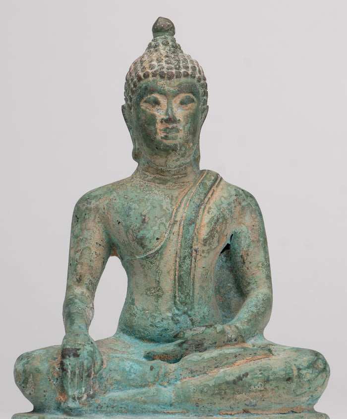 Buddha Statue - Antique Thai Style Bronze Chiang Saen Enlightenment Buddha Statue - 15.5cm/6"