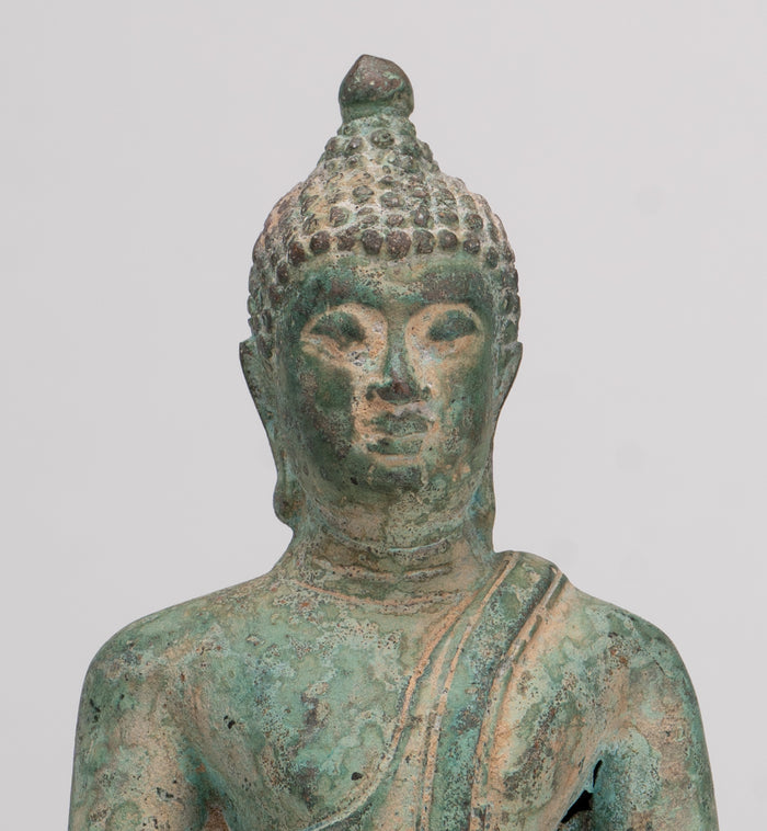 Buddha Statue - Antique Thai Style Bronze Chiang Saen Enlightenment Buddha Statue - 15.5cm/6"