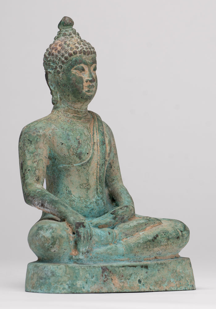 Buddha Statue - Antique Thai Style Bronze Chiang Saen Enlightenment Buddha Statue - 15.5cm/6"