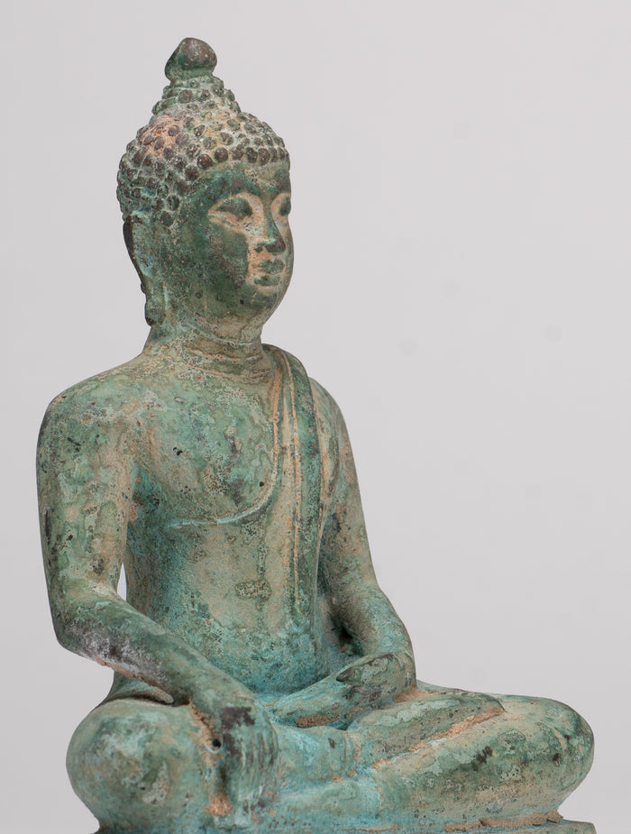 Buddha Statue - Antique Thai Style Bronze Chiang Saen Enlightenment Buddha Statue - 15.5cm/6"