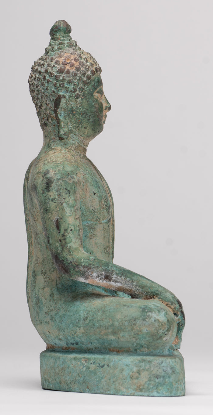 Buddha Statue - Antique Thai Style Bronze Chiang Saen Enlightenment Buddha Statue - 15.5cm/6"