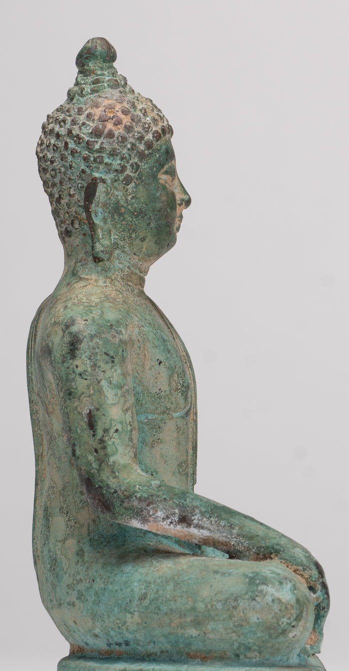Buddha Statue - Antique Thai Style Bronze Chiang Saen Enlightenment Buddha Statue - 15.5cm/6"